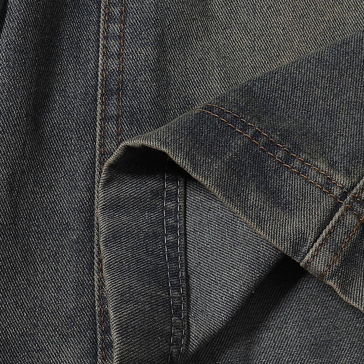 Knee Patch Design Vintage Washed Denim Shorts