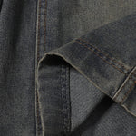 Knee Patch Design Vintage Washed Denim Shorts