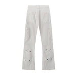 Snap Detail Slight Flared Hem Cargo Pants