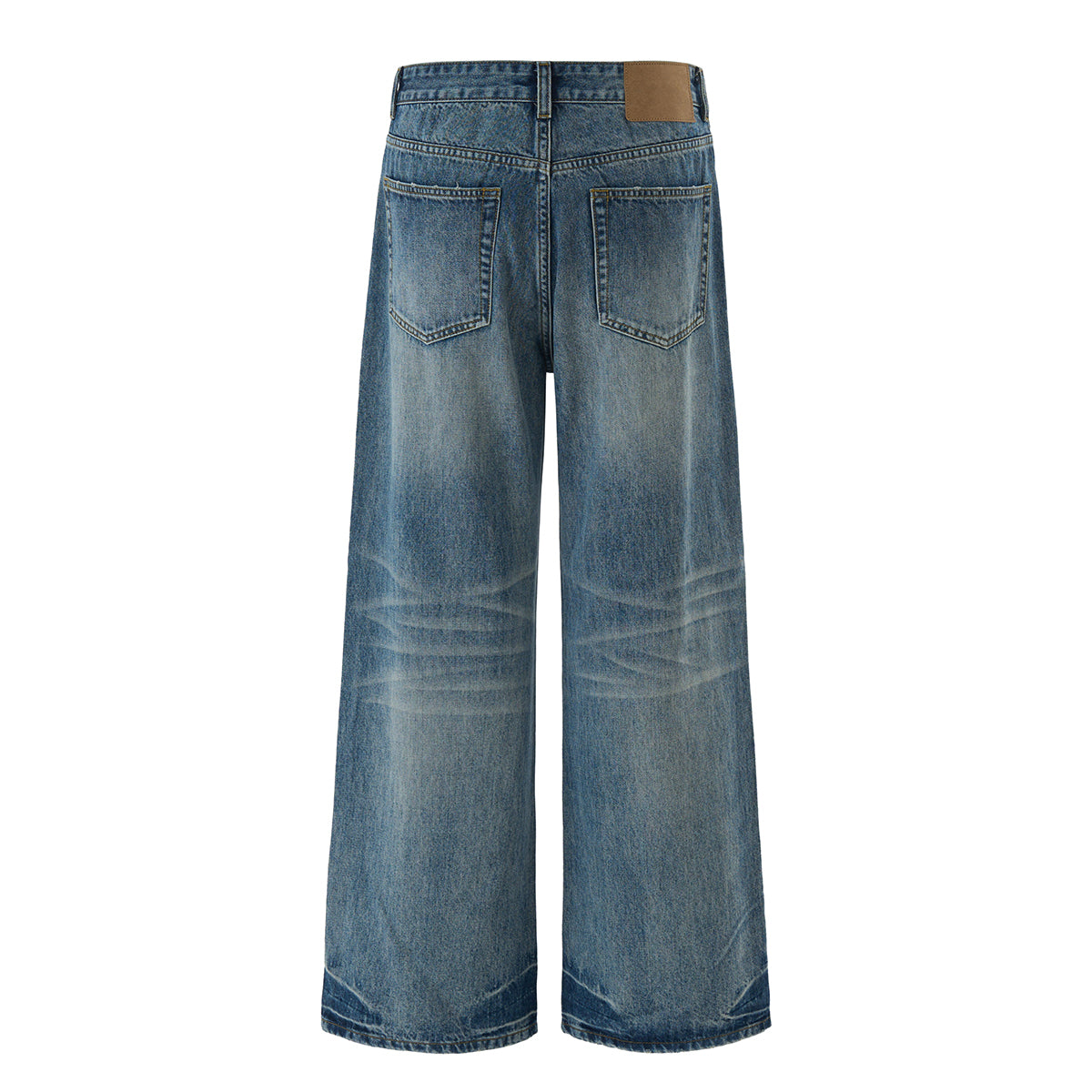 Distressed Hem Light Wash Wide Leg High Rise Jeans