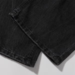 Black Acid Wash Distressed Wide Leg Denim Jeans