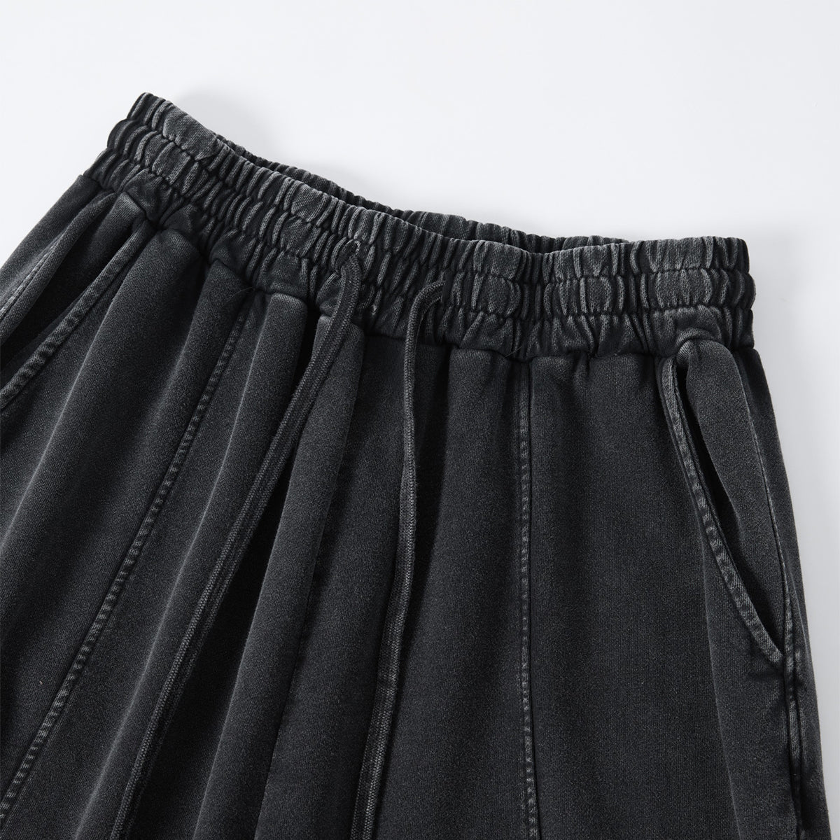 Streetwear Distressed Curved Panel Straight-Leg Pants