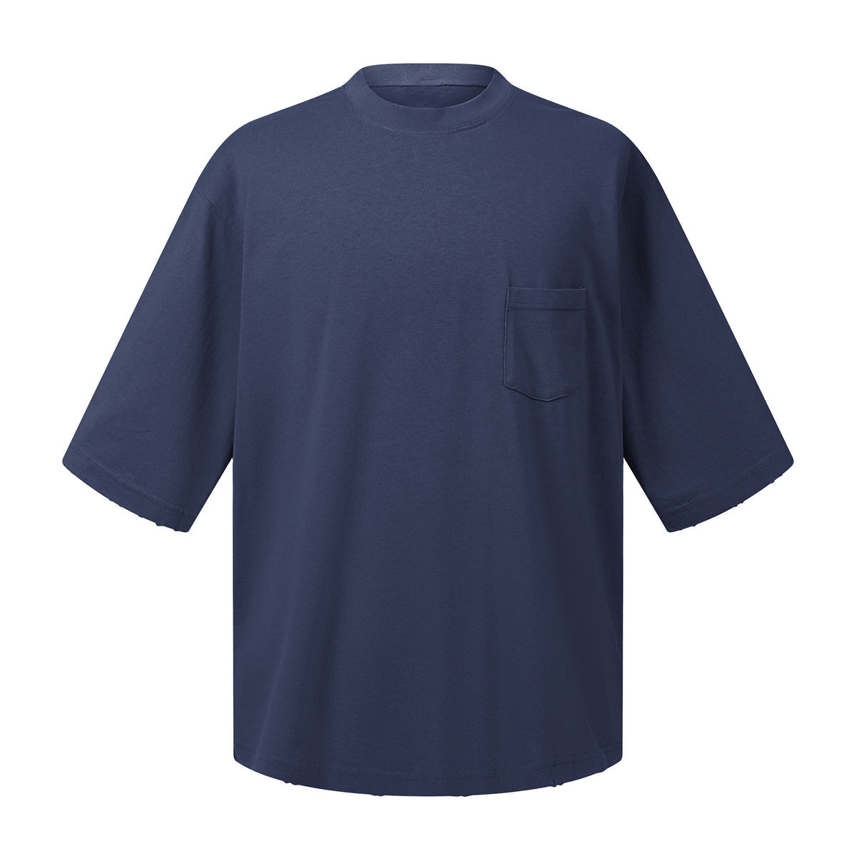 Washed Raw-Edge Pocket Clean Fit Crew Neck Tee