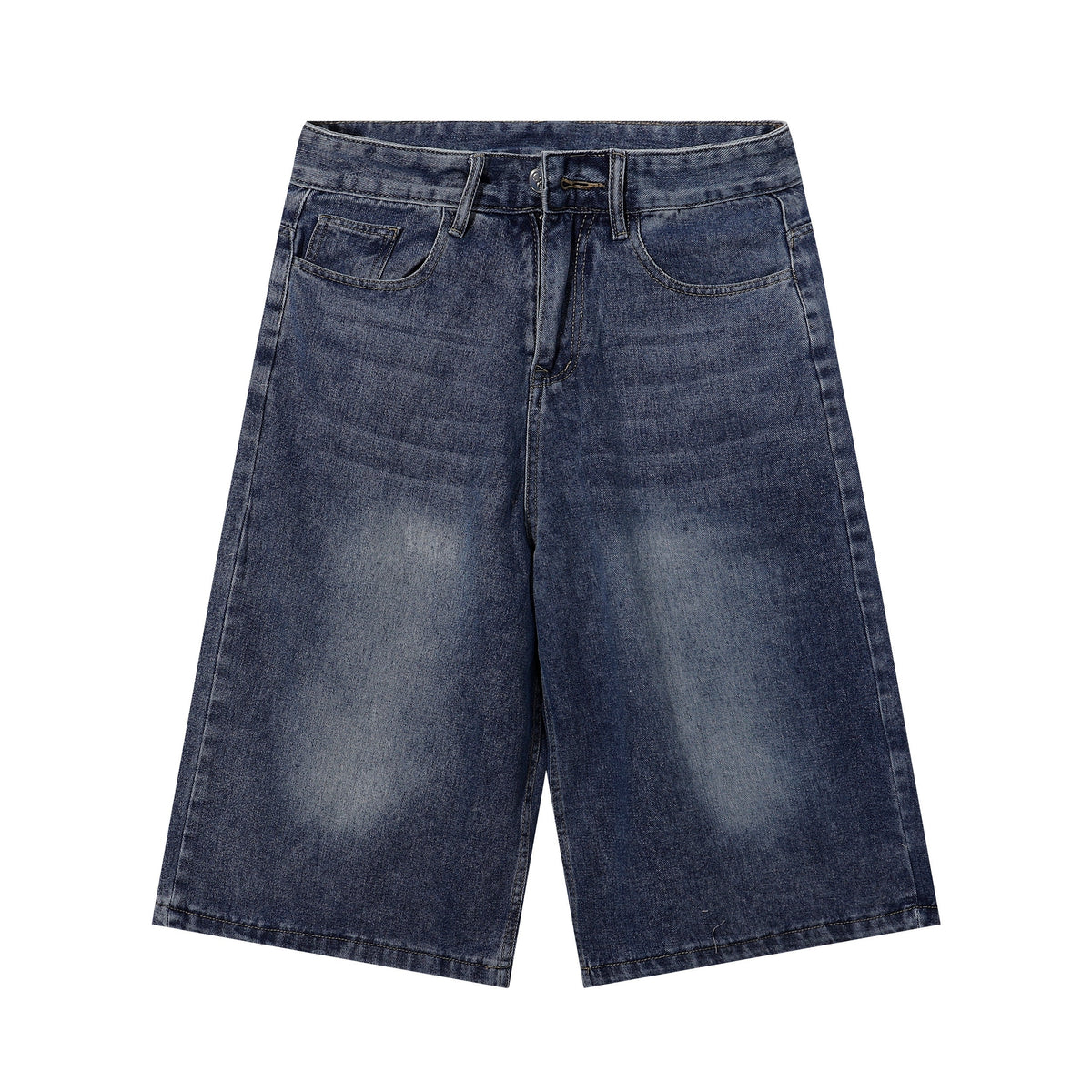 Plaid Patch Back Pocket Denim Shorts