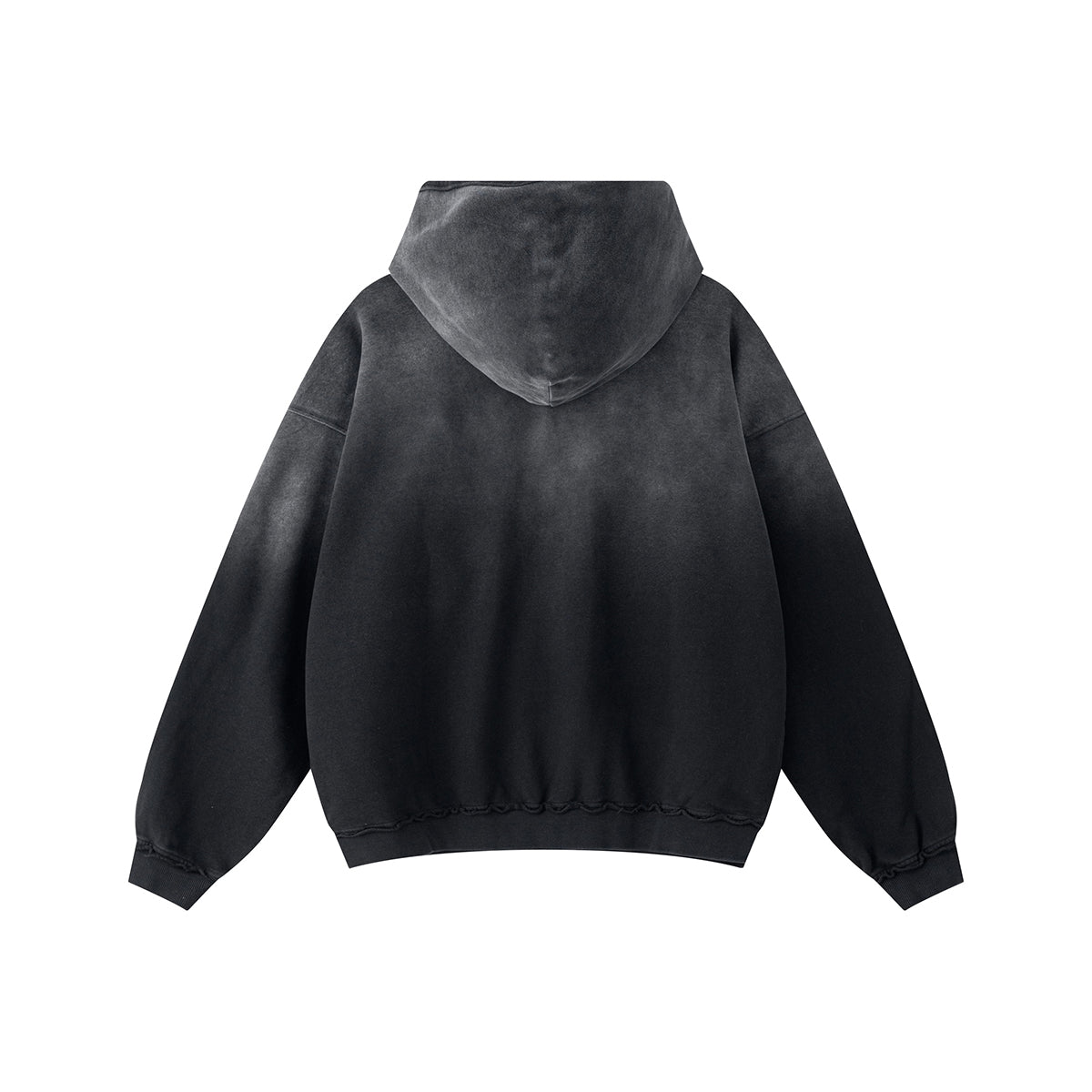 Ombre Raw Edge Kangaroo Pocket Distressed Hoodie