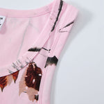 Nature Inspired Pink Camo Leaf Print Casual Tank