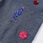 Embroidered Patch High Waist Wide Shorts