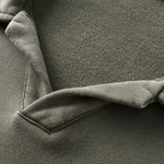 Distressed Edge Buttonless Long-Sleeve Polo