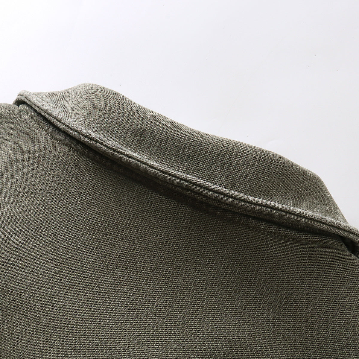 Distressed Edge Buttonless Long-Sleeve Polo