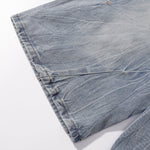 High-Waist Washed Denim Bermuda Shorts
