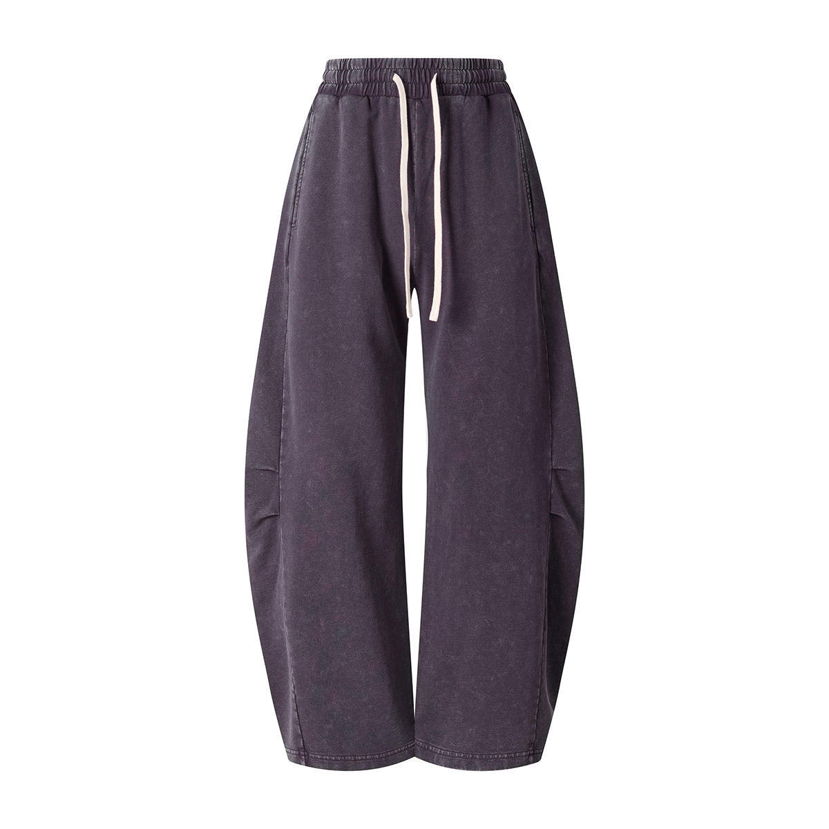 Vintage Washed Curved Panel Wide Drawstring Pants