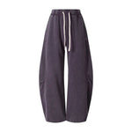 Vintage Washed Curved Panel Wide Drawstring Pants