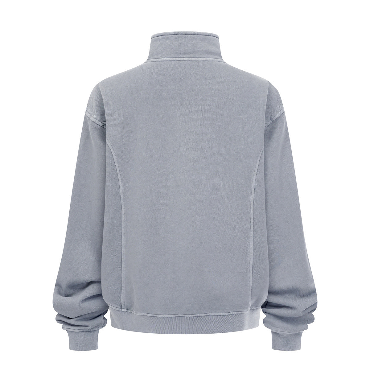 Stand Collar Panel Detail Washed Zip Up Sweatshirt
