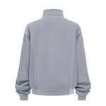 Stand Collar Panel Detail Washed Zip Up Sweatshirt