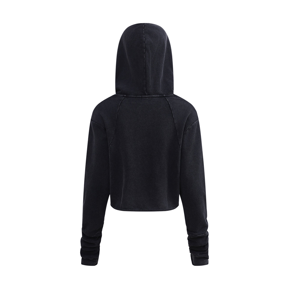Ruched Waist Cotton Cropped Hoodie