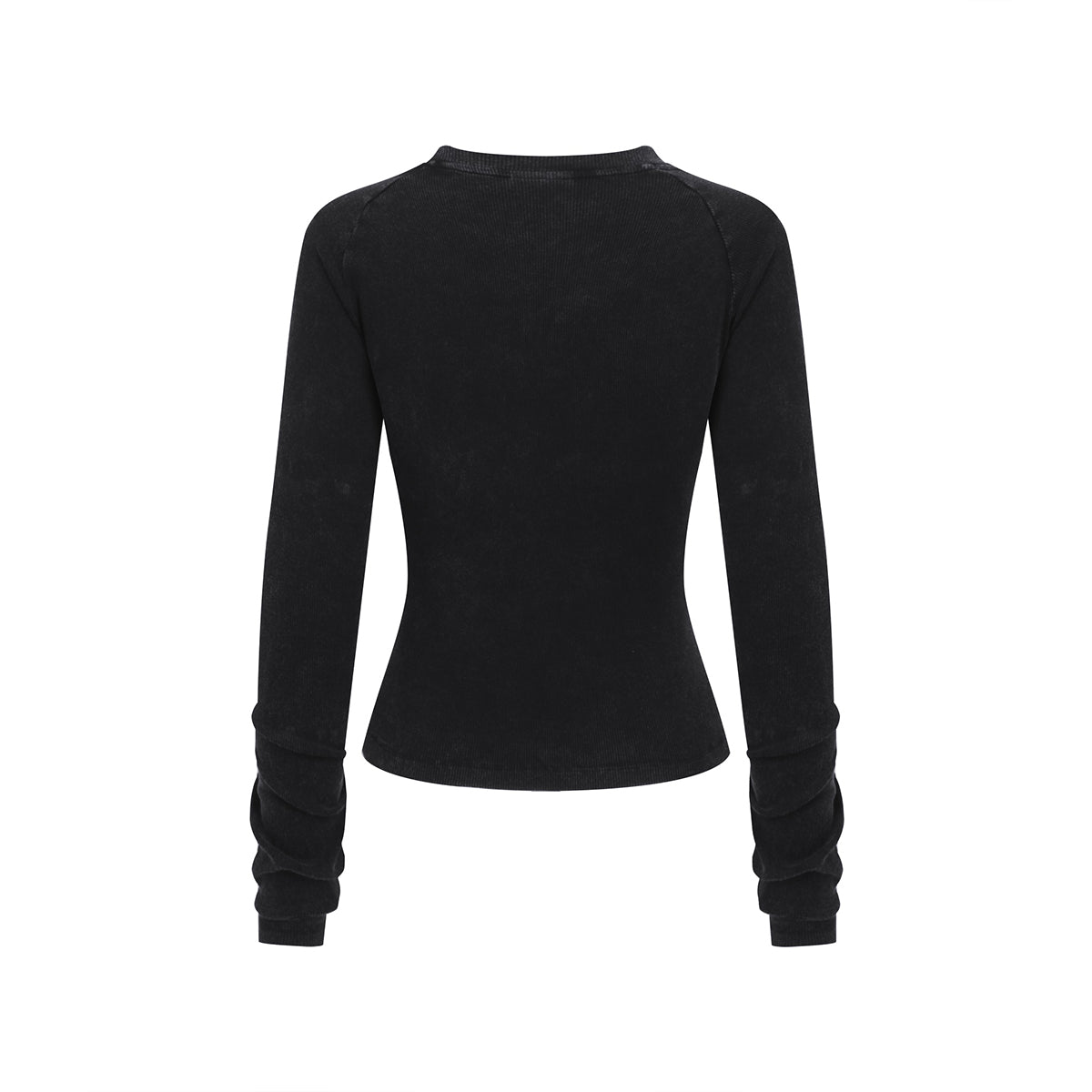 Crew-Neck Long Sleeve Ribbed Top