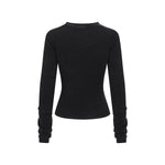 Crew-Neck Long Sleeve Ribbed Top