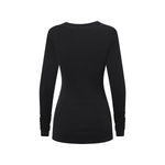 Asymmetric Neck Long Sleeve Ribbed Top