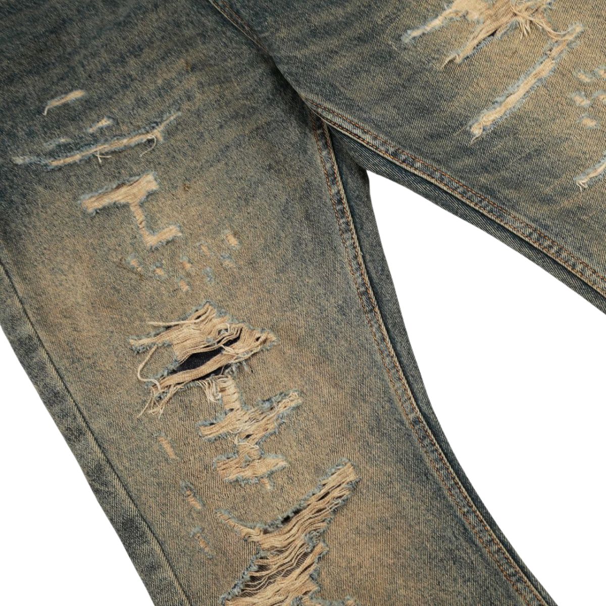 Smoke Rise Relaxed Fit Dirty Wash Ripped Jeans