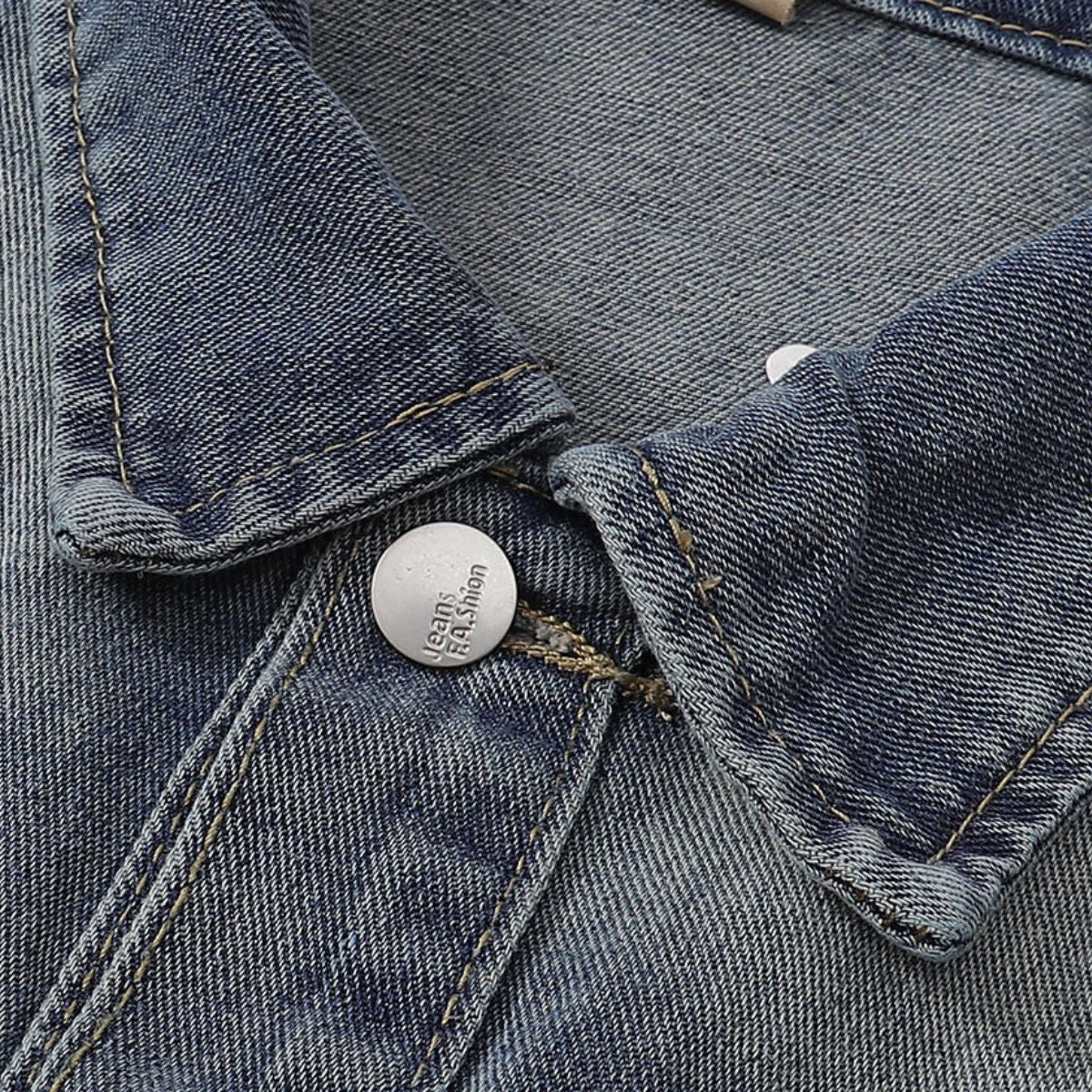 Silver Metal Flower Studs Denim Jacket