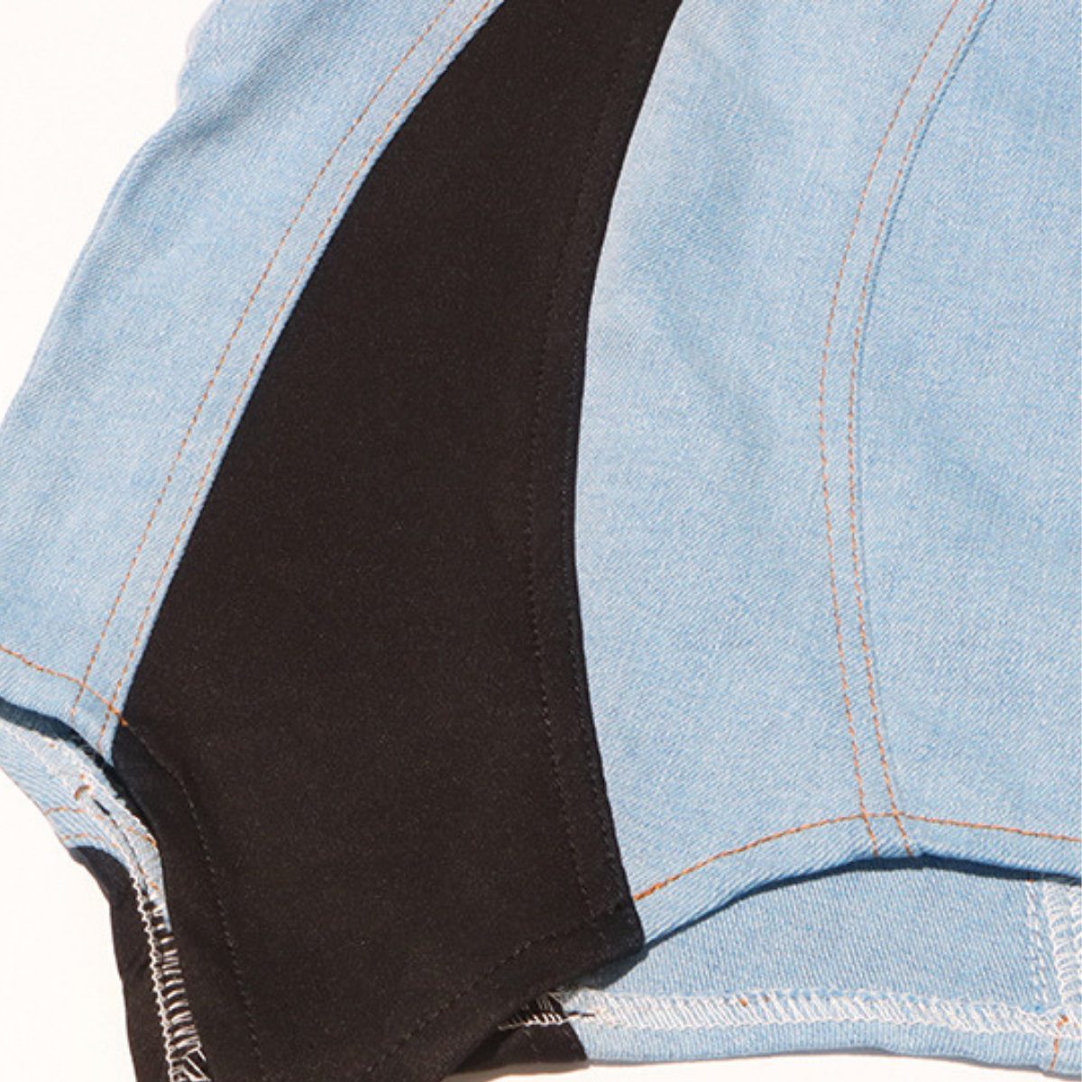 Asymmetrical Hem Two-Tone Denim Mini Dress