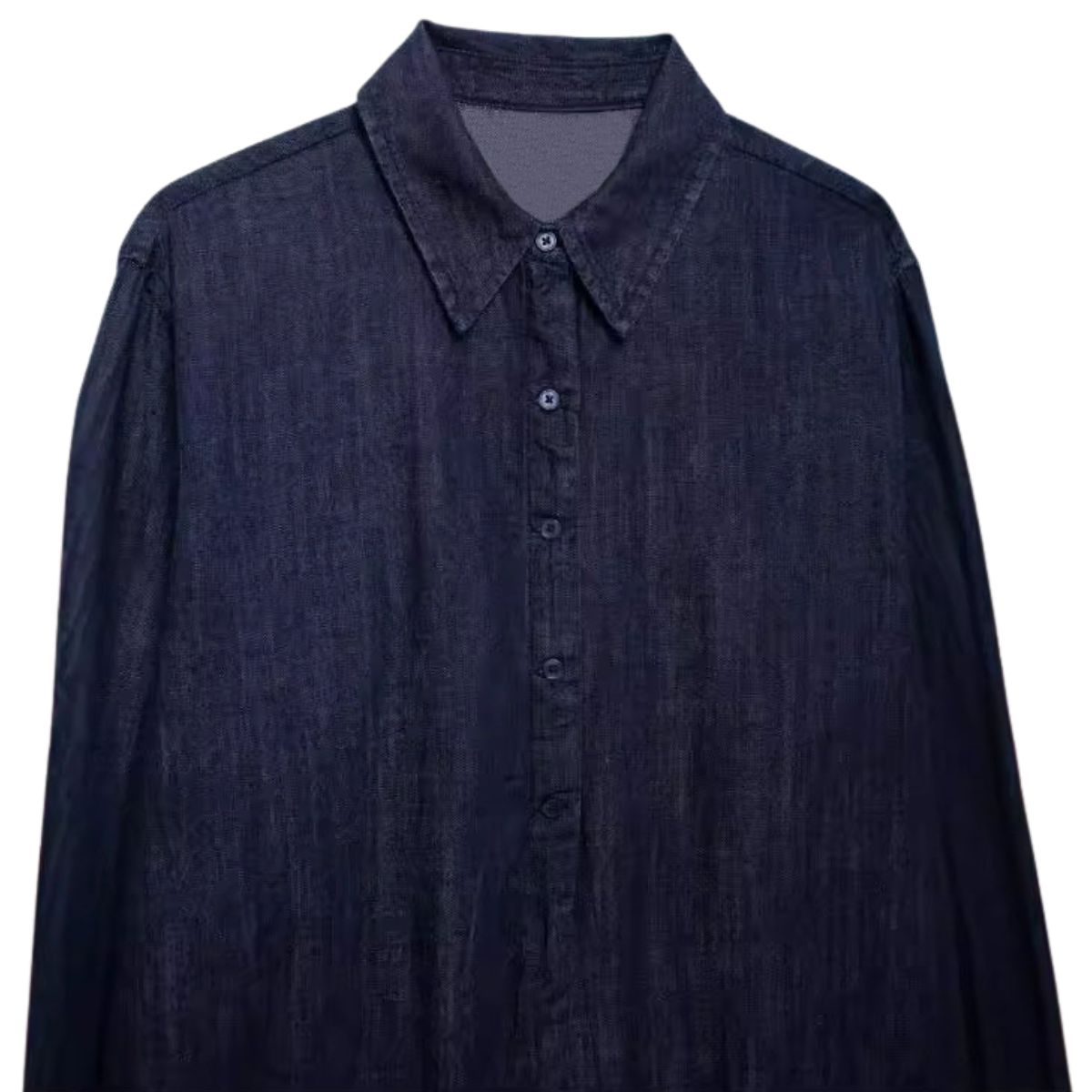 Indigo Button-Front Relaxed Denim Shacket