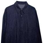 Indigo Button-Front Relaxed Denim Shacket