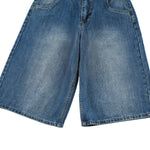 Retro Washed Denim Wide-Leg Bermuda Short