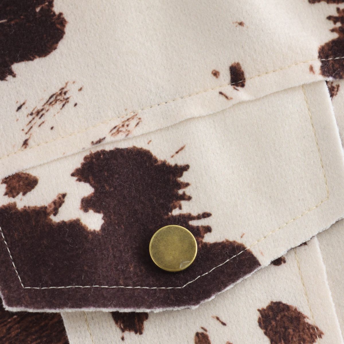 Cow Printed Relaxed Denim Jacket