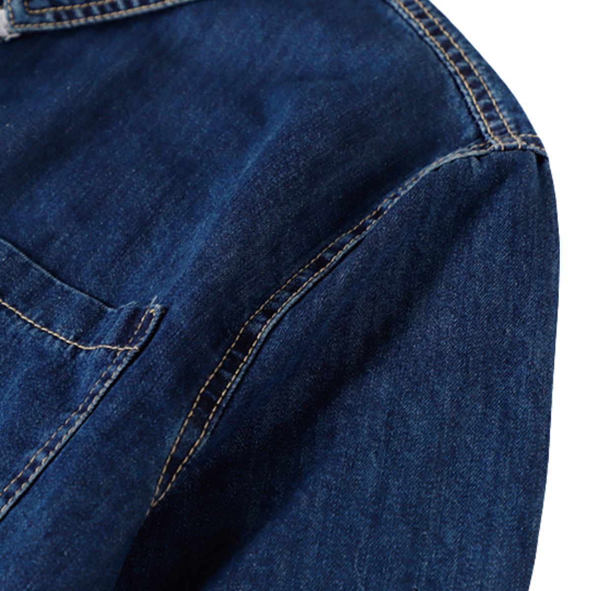 Button-Front Lace Trim Denim Shirt