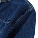 Button-Front Lace Trim Denim Shirt