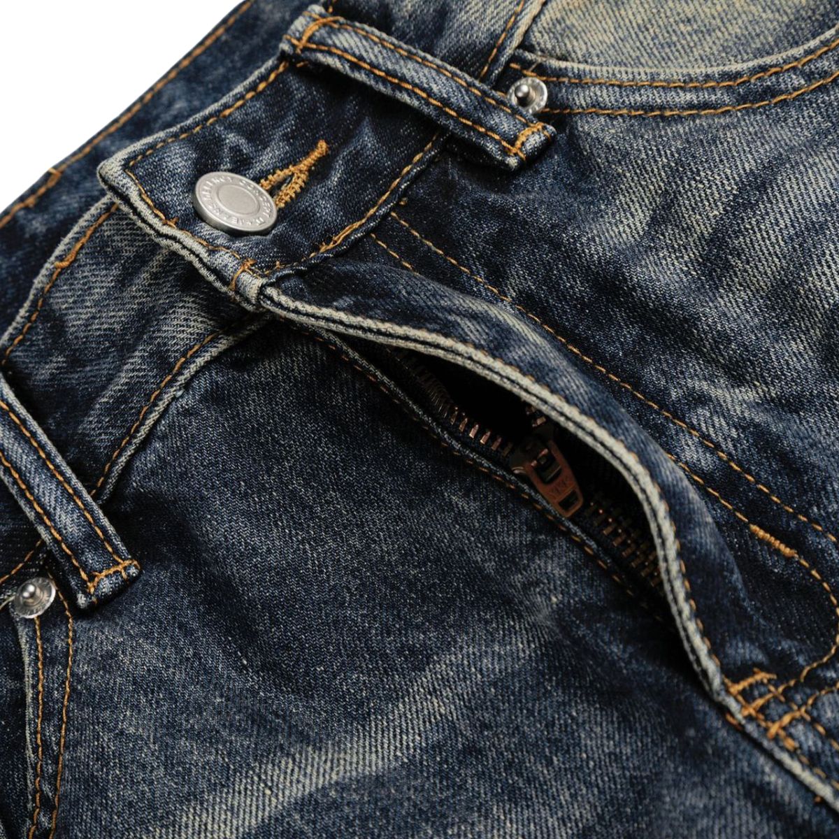 Vintage Washed Wide Leg Whiskered Jeans
