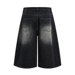 Washed Indigo Relaxed Fit Utility Denim Shorts