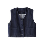 Women's Boxy Cropped Denim Vest