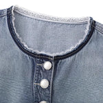 Lace-Trim Raw-Hem Denim Vest