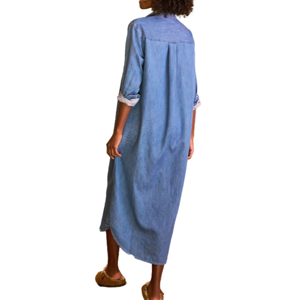 Denim Loose Fit Button-Up Maxi Shirtdress
