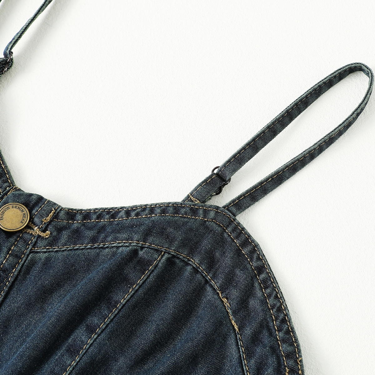 Sweetheart-Neck Strappy Denim Maxi Dress