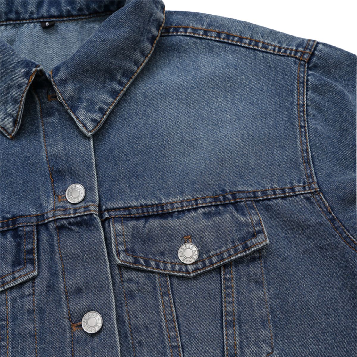 Cropped Raw Hem Washed Denim Jacket