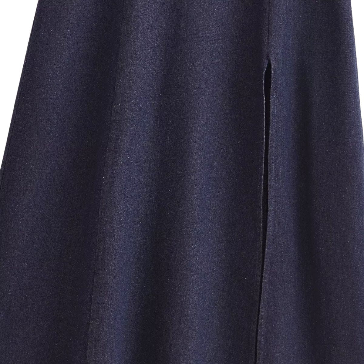 A-Line Strappy Denim Midi Dress