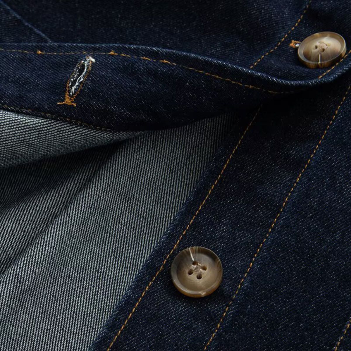 Indigo Button-Front Baggy Denim Jacket