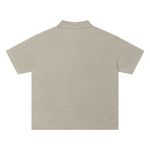 Retro Distressed Waffle Vintage Wash Polo T-Shirt