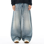 High Waisted Wide Leg Vintage Washed Casual Jeans