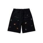Dog Embroidery Loose Fit Denim Shorts