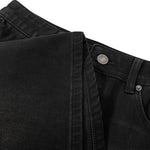 Vintage Black Whisker Denim Mini Skirt