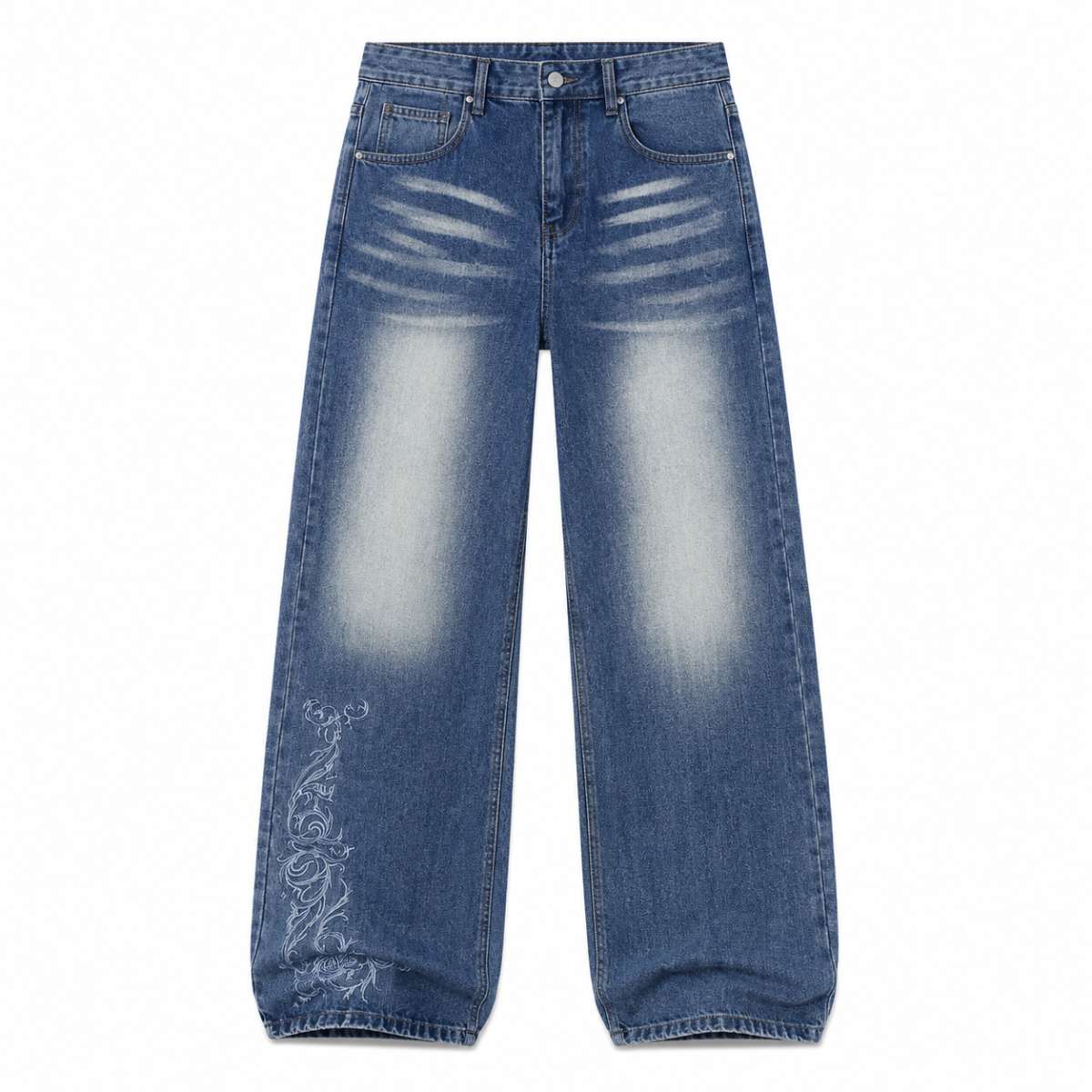 Vintage Embroidered Bootcut Denim Jeans
