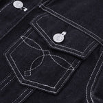 Unisex Textured Silhouette Slim Fit Workwear Denim Jacket