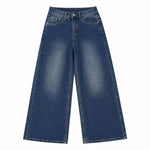 Washed Graphic Patchwork Wide Leg Denim Jeans