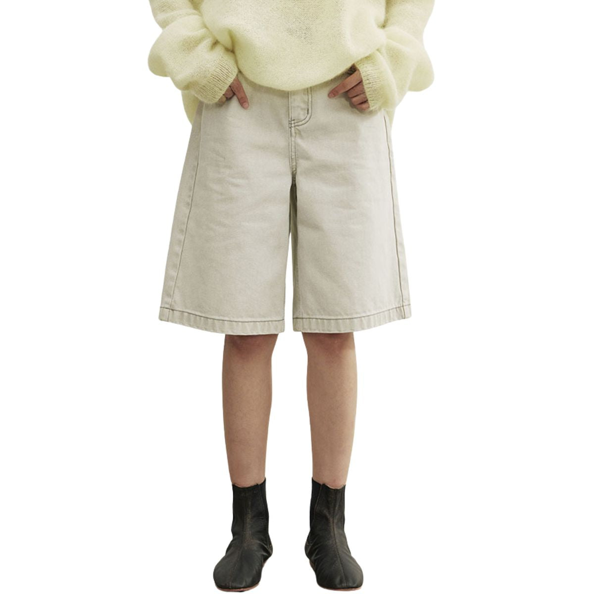 Women's Solid Color Bermuda Denim Shorts