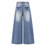 Distressed Pocket Barrel Leg Denim Jeans