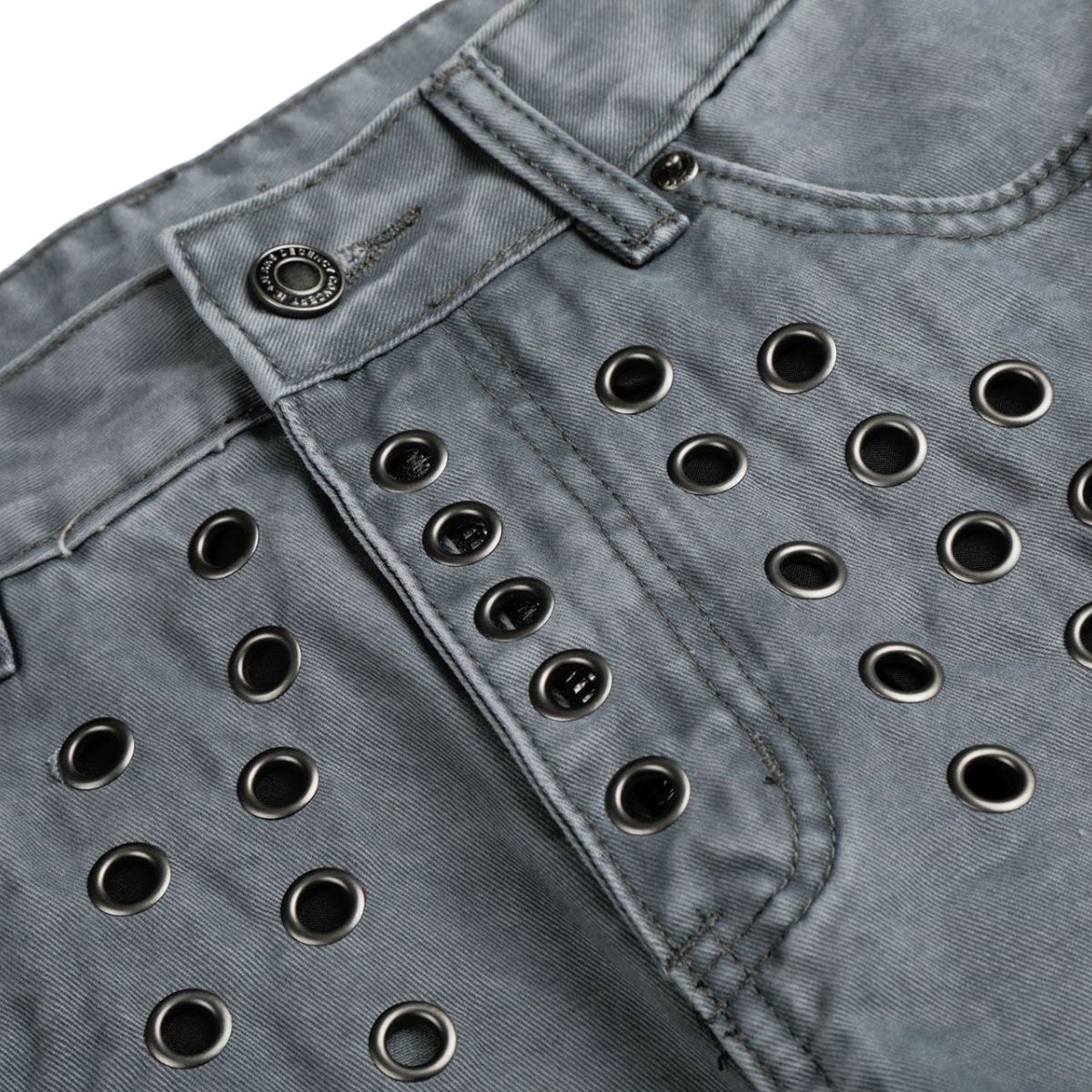 Vintage Washed Eyelet Wide Leg Denim Jeans